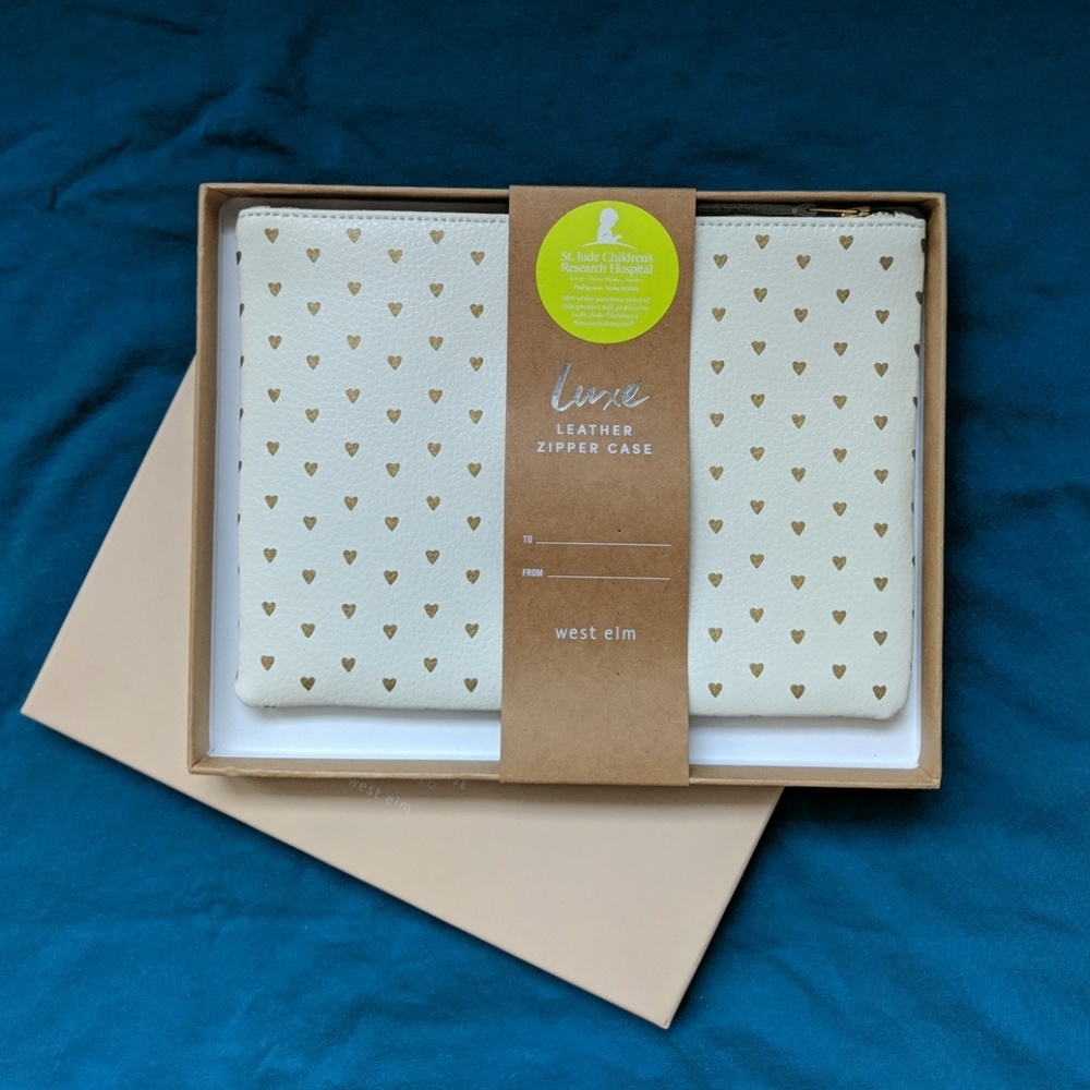 NWT West Elm Leather Zipper Case Clutch
